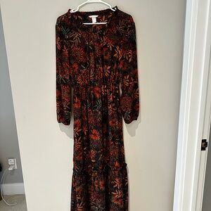 H&M Black and Orange Long Sleeve Sundress
